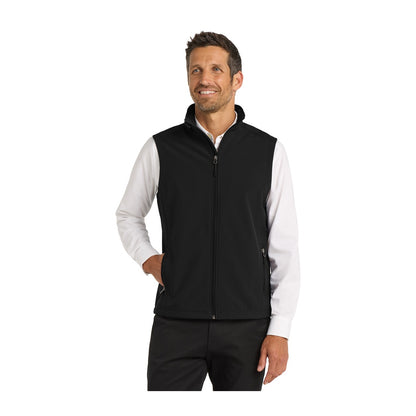 Port Authority J325 Core Soft Shell Vest in Black with an embroidered logo