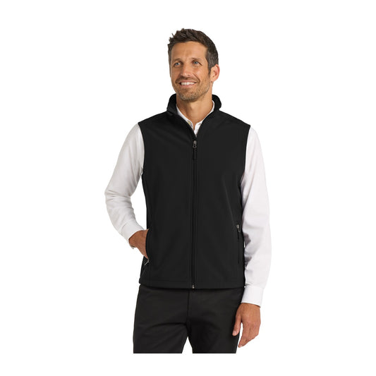 Port Authority J325 Core Soft Shell Vest in Black with an embroidered logo