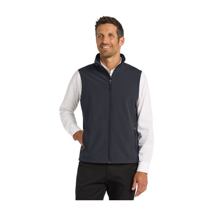 Port Authority J325 Core Soft Shell Vest in Battleship Grey with an embroidered logo