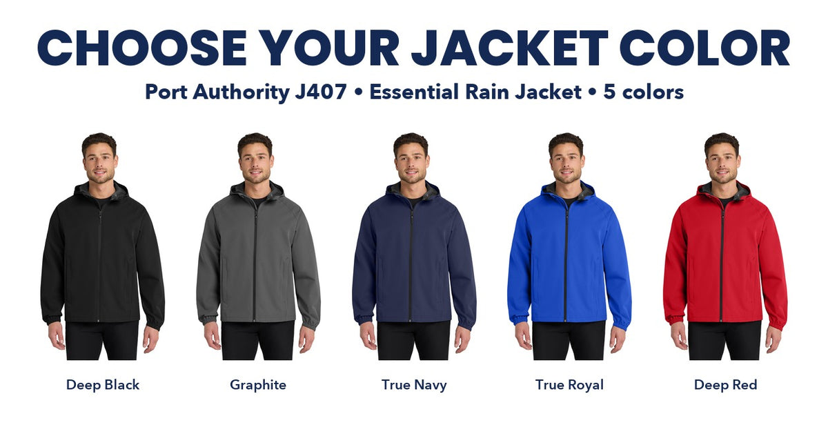 Port Authority J407 Essential Rain Jacket color chart, five colors