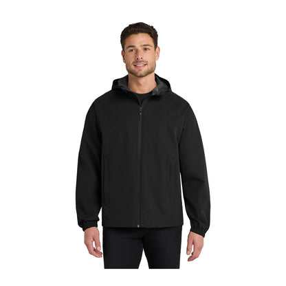 Port Authority J407 Essential Rain Jacket in Deep Black with an embroidered logo