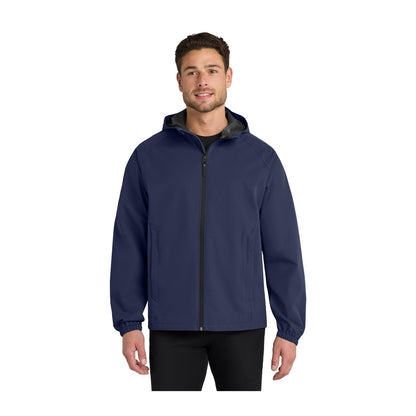 Port Authority J407 Essential Rain Jacket in True Navy with an embroidered logo