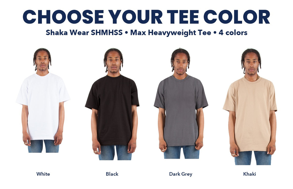 Shaka Wear Max Heavyweight Tee color chart