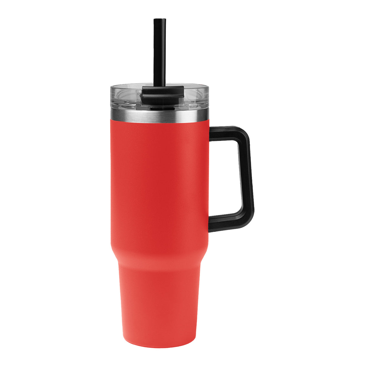 40 oz Intrepid stainless steel tumbler with handle and straw in Red