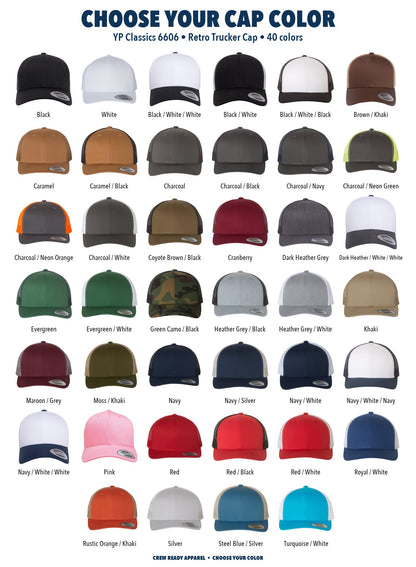 YP Classics Retro Trucker Cap color chart